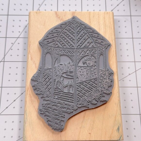 Large Garden Gazebo Rubber Stamp Stampendous 1989 P04 Romantic Lattice Craft - Picture 2 of 5